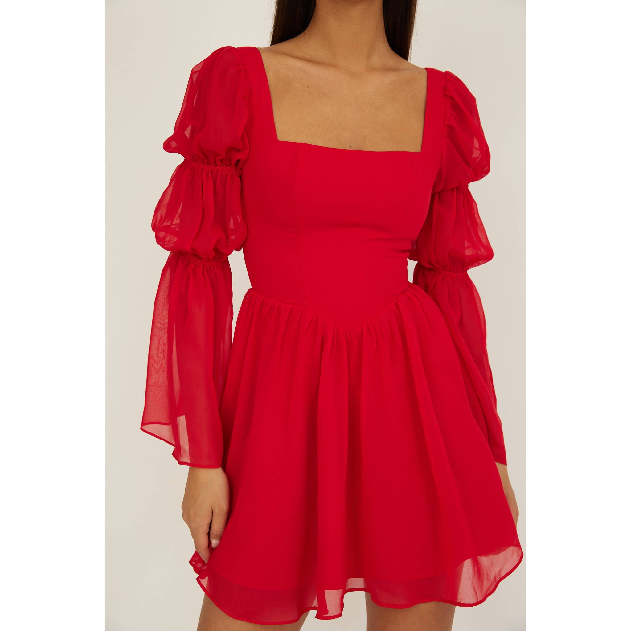 One and Only Collective - Wholesale Dress - Women's - CHIFFON SLEEVE MINI DRESS / BR0196D3