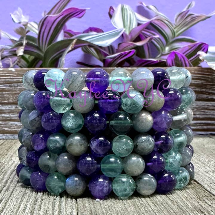 Pulsera elástica de cristal de 8 mm para el chakra corona de 19 cm. para venta al por mayor de KayleeNYC