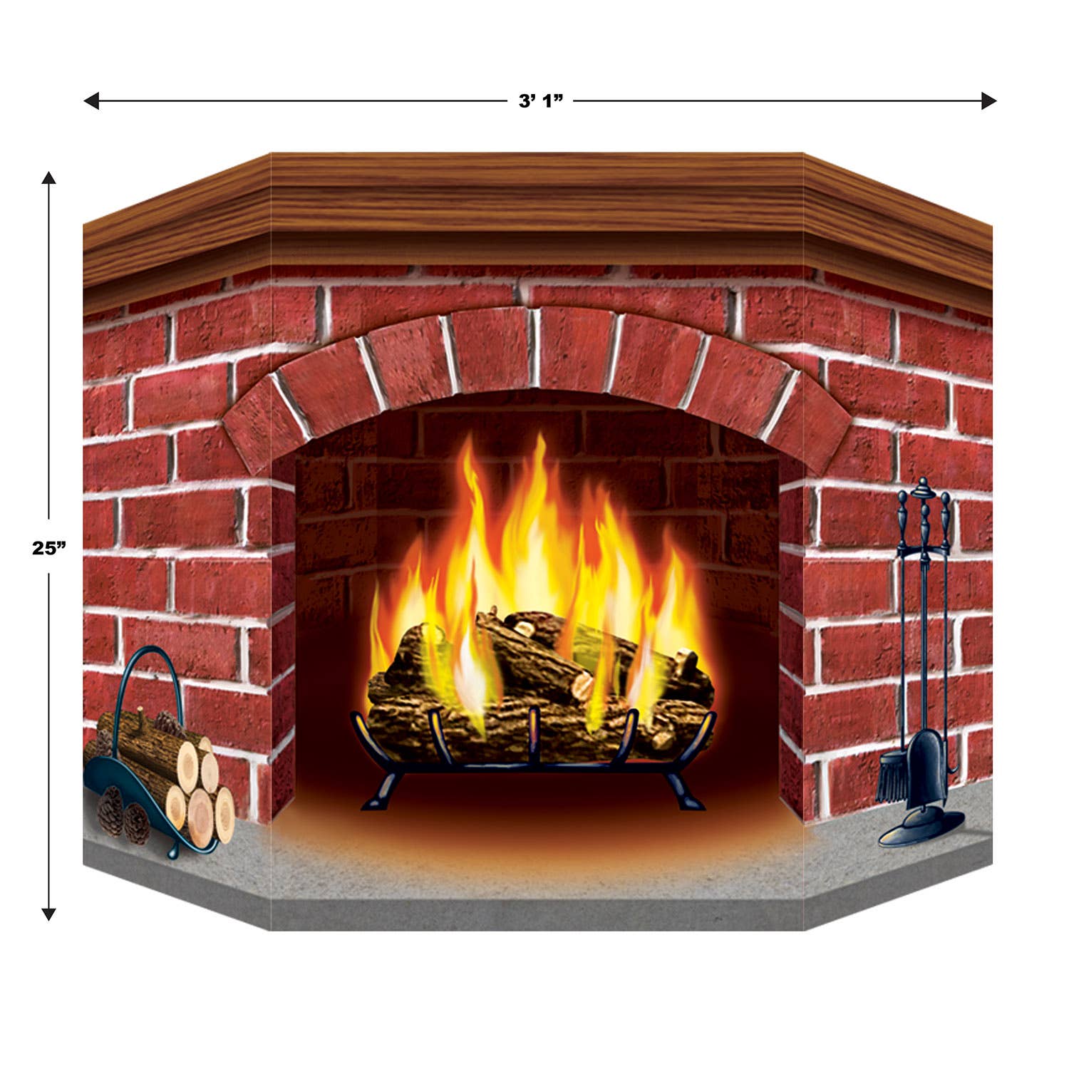 Beistle - Wholesale Christmas Decoration - Brick Fireplace Stand-Up, 3' 1" x 25"3