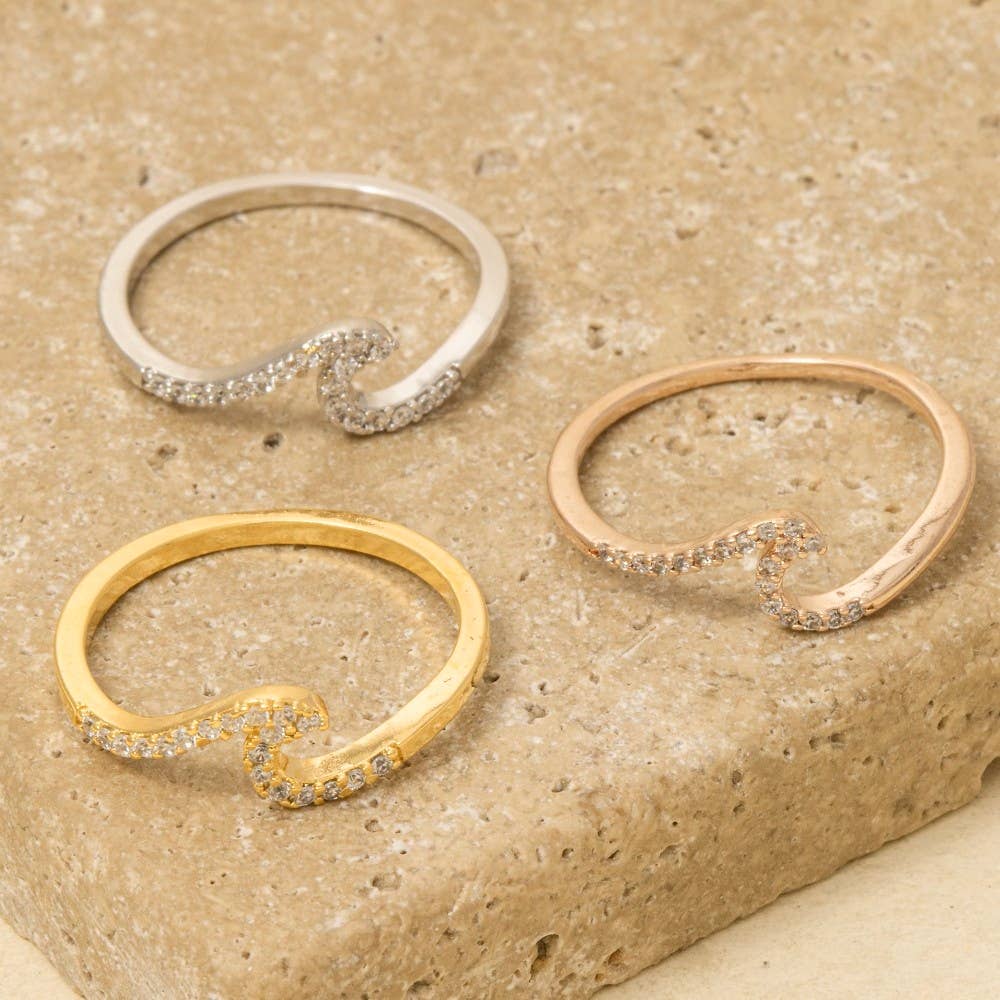 Anarchy Street - Wholesale Band/Stacked Ring - Gold Dipped Delicate Studded Wave Ring2