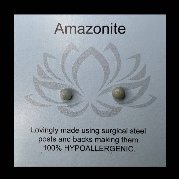 Mini Amazonite Gemstone Post Earrings/4mm Cabochon for wholesale by bits of inspired living