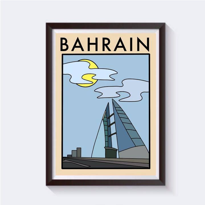 Minimalistisk Bahrain Travel Print - Fås i 6 størrelser for engroshandel hos 2 Sisters