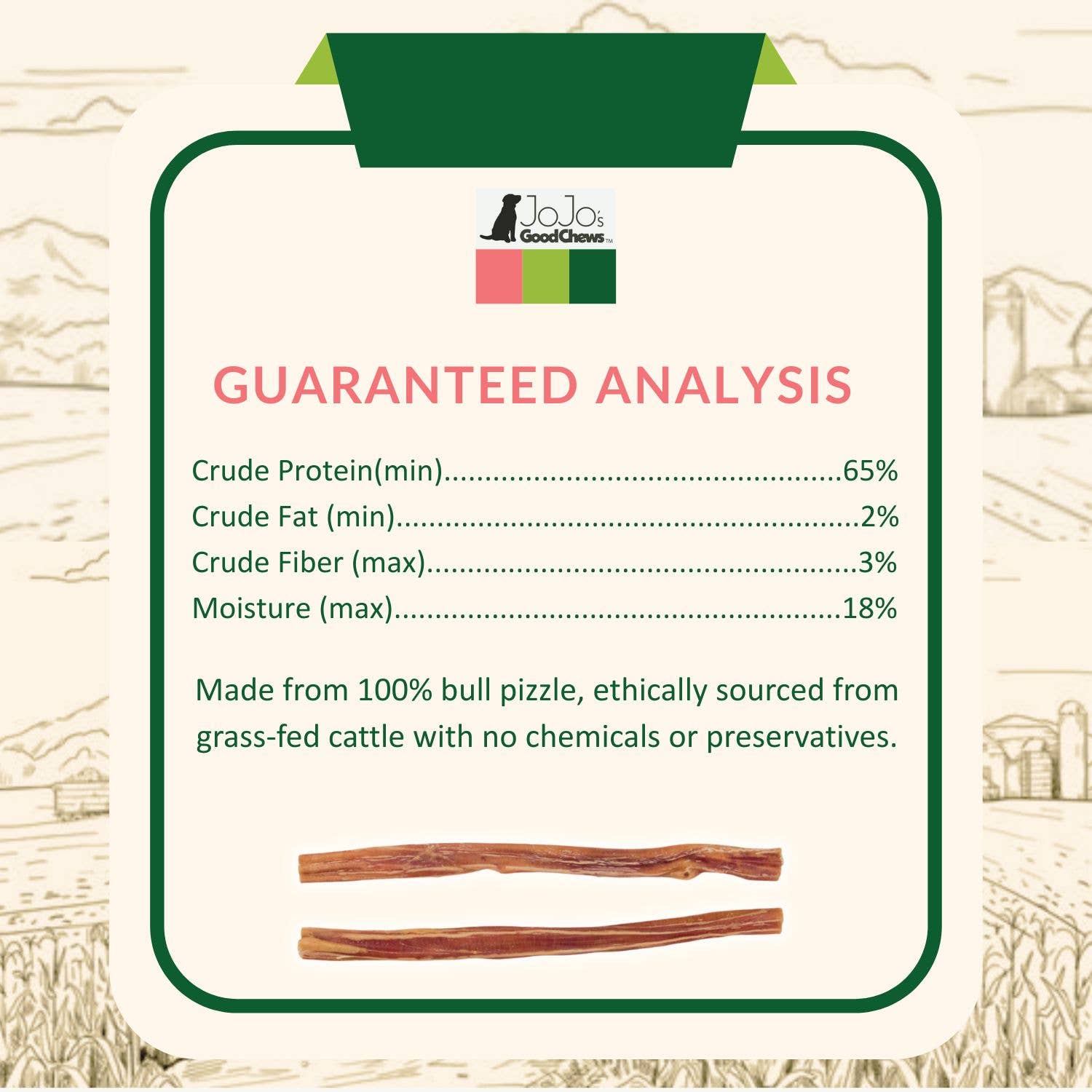 Jojo Modern Pets - Wholesale Pet Treats - Dog - Natural Beef Bully Stick Dog Treats - 12" Thick (25/Bag)3