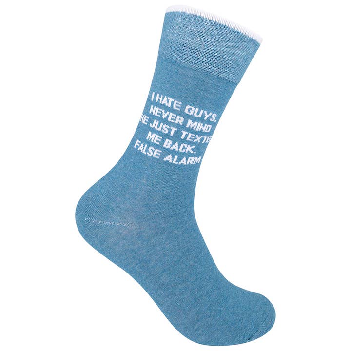 Funatic - About Face Designs - Nice Enough Merch Co - Wholesale Socks - Unisex - I Hate Guys. Socks | About Face Designs