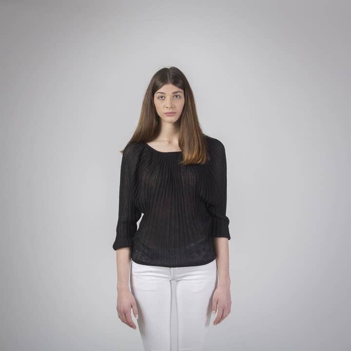 PLEATED LINEN T-SHIRT for wholesale by Maria Di Ripabianca