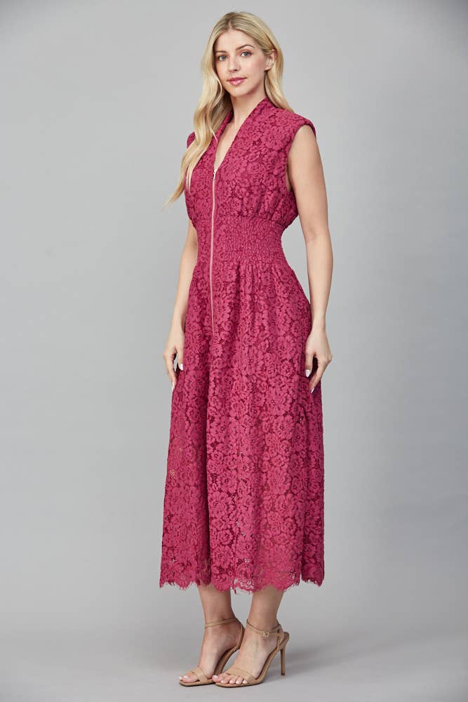 FATE - Wholesale Dress - Women's - FRONT ZIP CLOSURE SLVL LACE DRESS FD34114 12