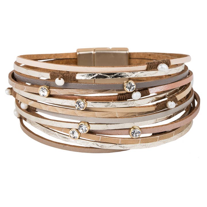 SAACHI - Wholesale Bangle Bracelet - Vibrant Leather Multi Strand Bracelet