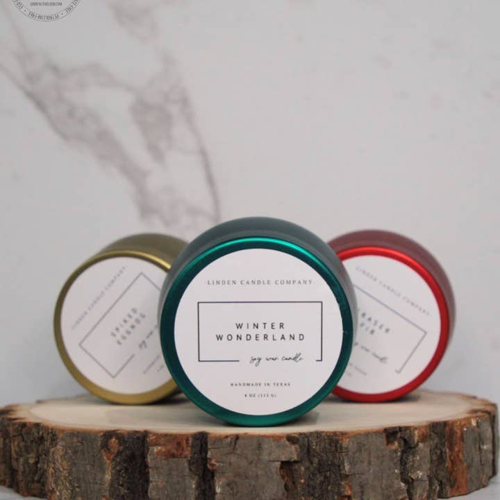 Linden Candle Company – Großhandel Reisekerzen – 4oz Sojakerzen-Dosen – Geschenkfähige Düfte für den Winter1