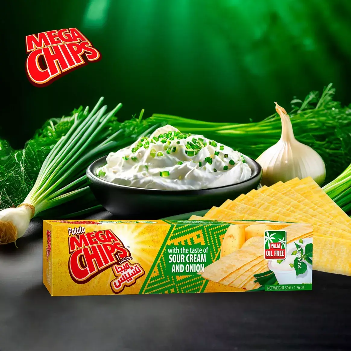 Potato Mega Chips - Venta al por mayor Patatas fritas - MEGA CHIPS DE PAPA CON CREMA AGRIA Y CEBOLLA
1