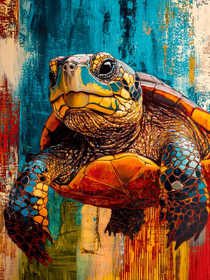 Tartaruga stilizzata n. 4 - Stampe d'arte moderna per animali domestici – Opera d'arte 8″x10″ per cornice 11″x14″ per la vendita all'ingrosso da parte di Mowbi