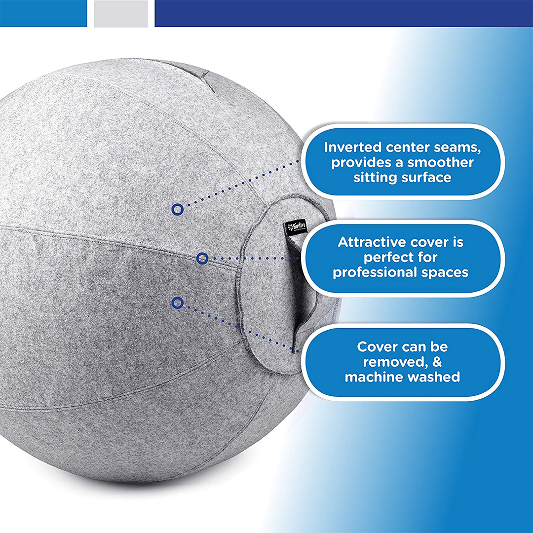 Bintiva – wholesale Fitness equipment – Luxurious Covered 65cm Stability Ball - For Ergonomic Seating, Therapy, and Exercise12