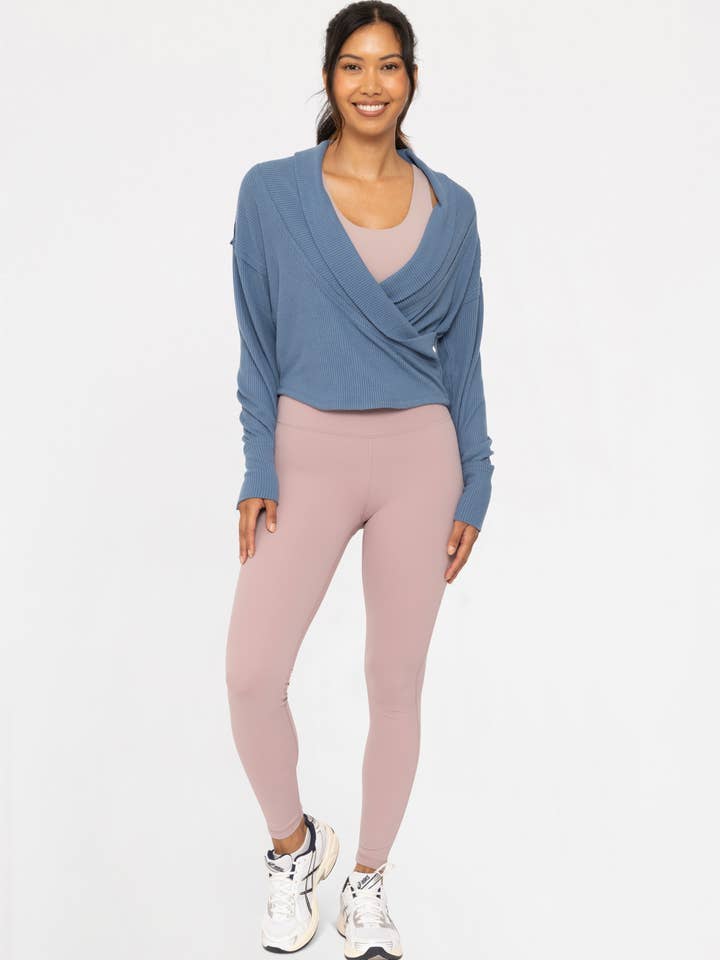 Mono B - Wholesale Gebreide top - Dames - Chique ballettop met geribbelde overslag2