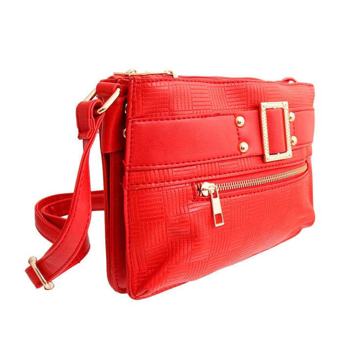 Red Leather Buckle Crossbody for wholesale on Faire