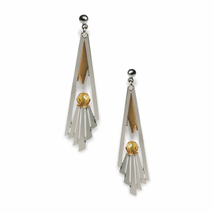 Grand Staircase Rail Detail Earrings, MADE in USA for wholesale by David Howell and Company