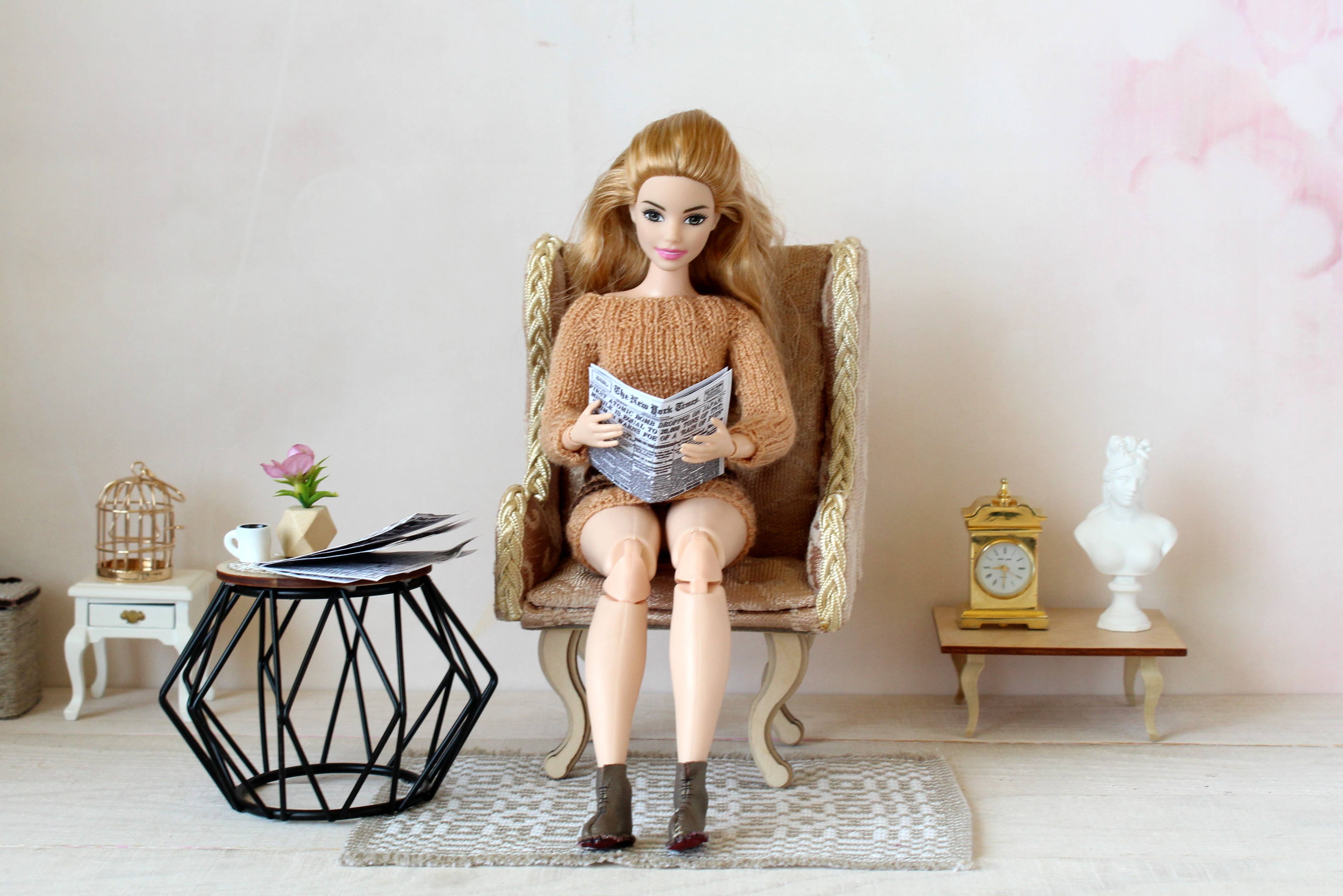 Lenasminiland - Venta al por mayor Juego de accesorios para muñecas - Niños - Set de periódicos en miniatura para casa de muñecas, papel con aspecto nuevo o antiguo, escala 1:65