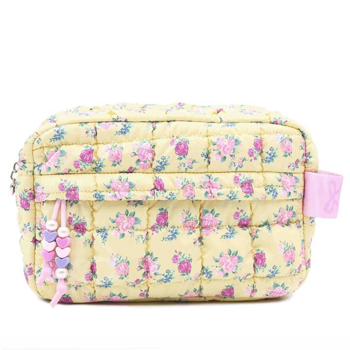 Quilted Scrunchies Floral Printed Pouch for wholesale by OMG Accessories