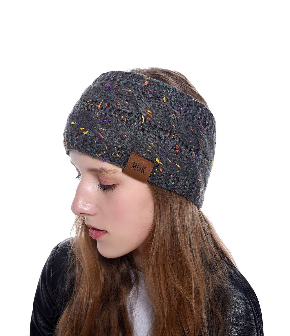 MKS America - Wholesale Fashion Headband - Women's - Plain Cable Knit Head Wrap Thermal fleece lined headband25