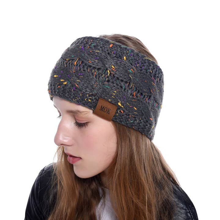 MKS America - Wholesale Fashion Headband - Women's - Plain Cable Knit Head Wrap Thermal fleece lined headband25