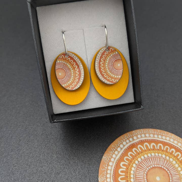 erin.k creative studio - Wholesale Dangle earrings - KOORIE TALES - Sunset Meeting double oval earrings