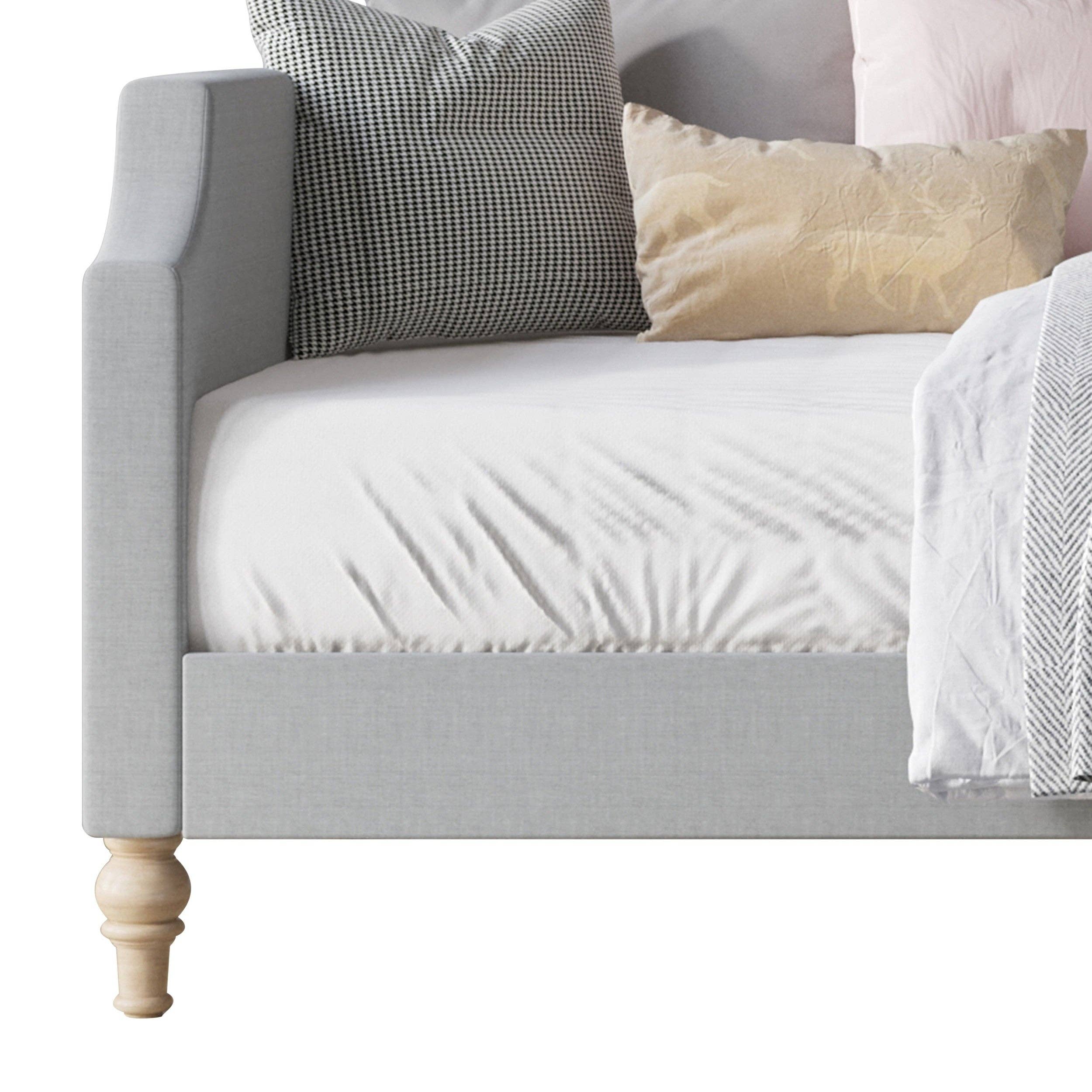 Home Design - Wholesale Day Bed - Pita Upholstered Twin Daybed with Nailhead Trim and Scooped Silhouette, Gray – Adult Living Room, Guest Room, or Bedroom, Easy Assembly4