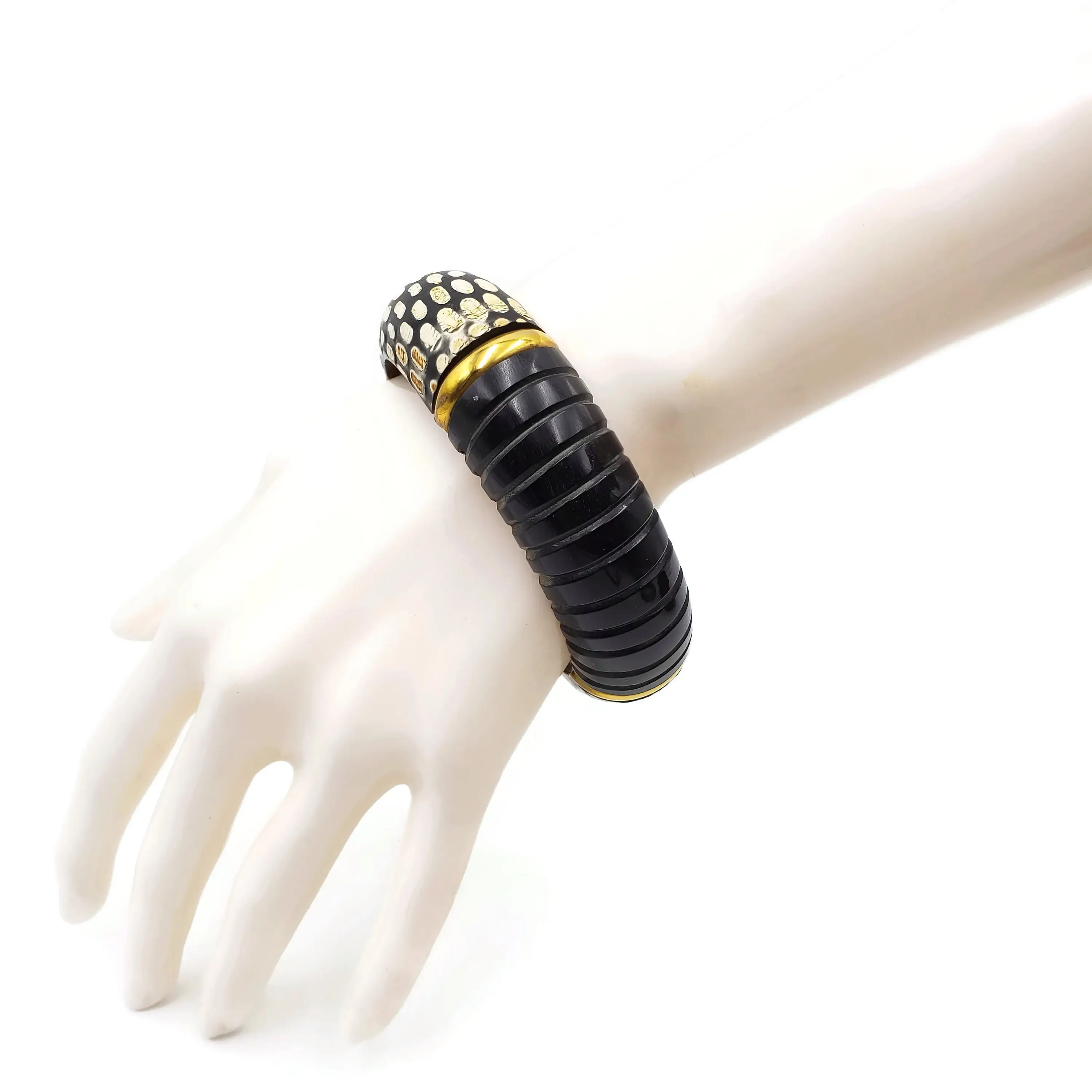 Treasure Jewelry - Wholesale Armband - Buffelhoorn Armband Dierenprint Armband met Messing Basis Hout5