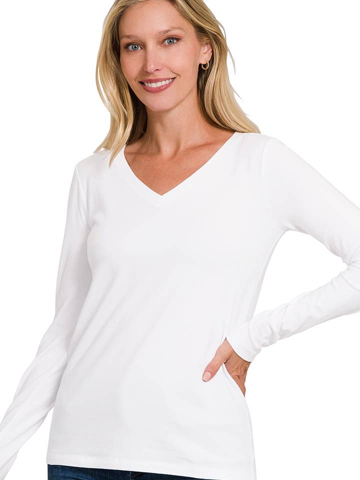 ...1009 BOMULDS V-HALS LANGÆRMET T-SHIRTS SI-24988 for engroshandel hos 42POPS