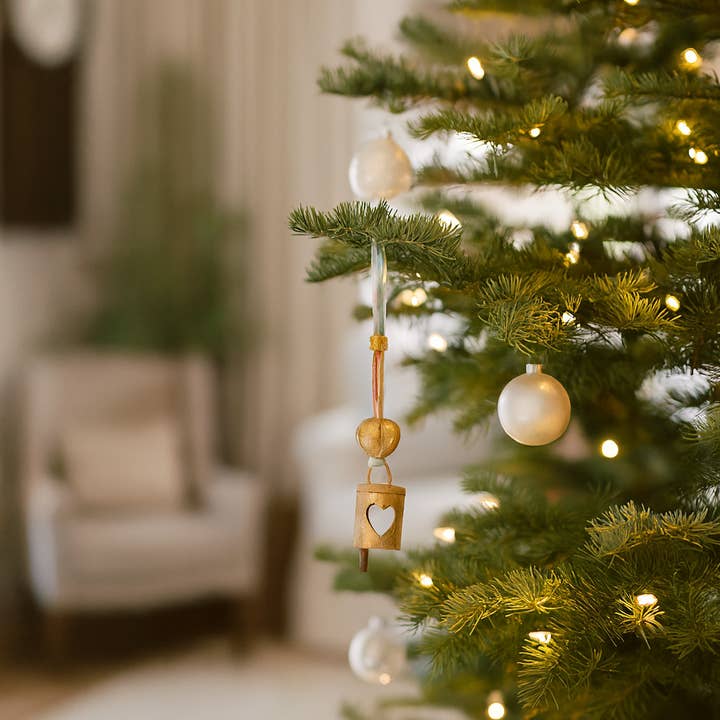 Matr Boomie Fair Trade - Wholesale Wind chime - Chakshu Heart Cutout Bell Wind Chime Upcycled Sari0