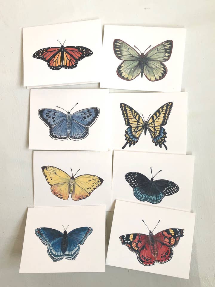 Butterfly notecard sæt, assorterede sommerfugl brevpapir for engroshandel hos Faith and Franklin