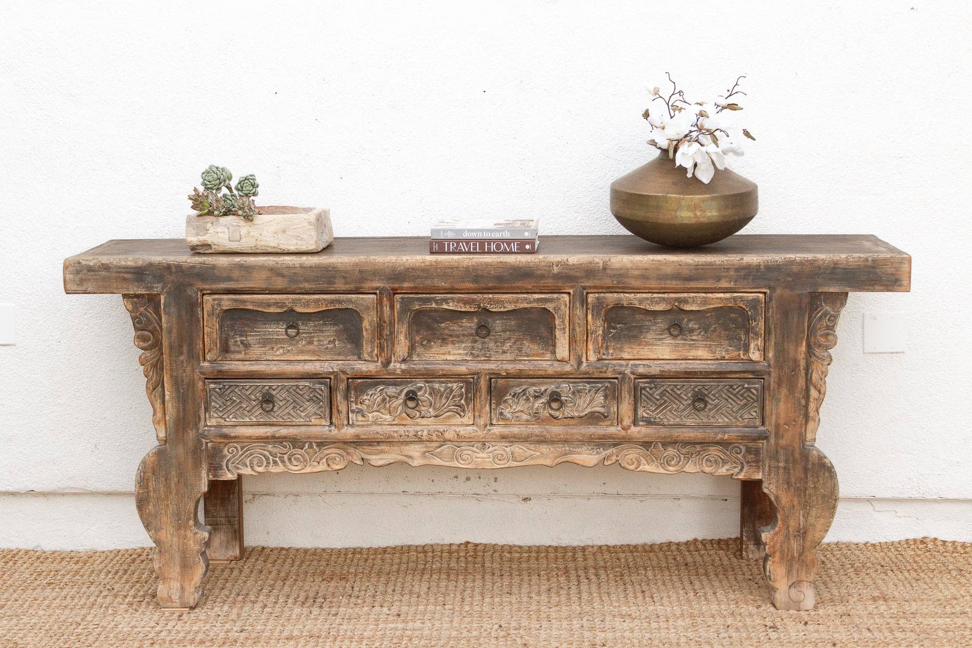 De-cor - Wholesale Console Table - Oriental Sanctuary, Antique Carved Altar Table7