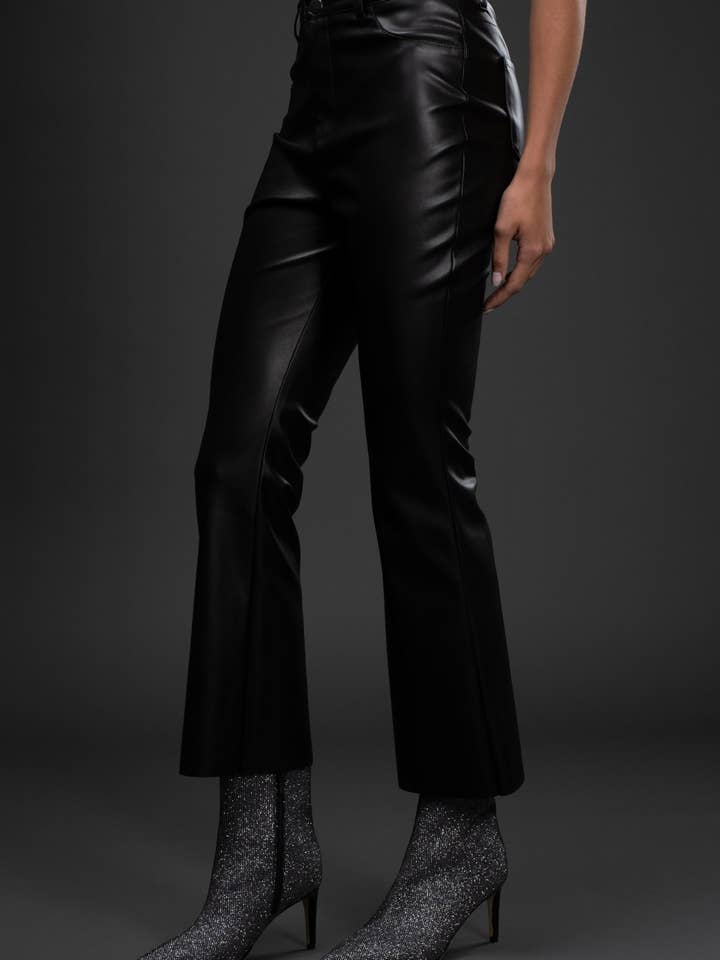 BLACK HIGH WAISTED FAUX LEATHER PANTS for wholesale on Faire2
