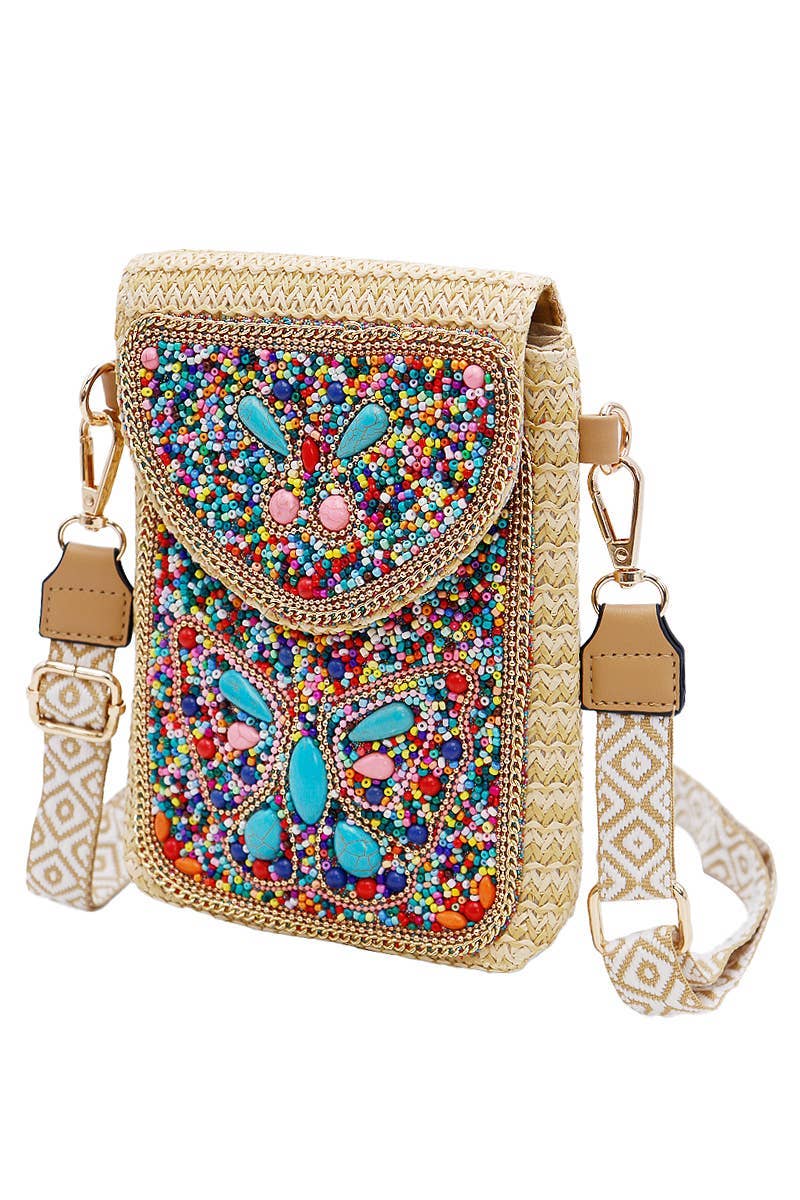 Cap Zone - Wholesale Crossbody Bag - Women's - Butterfly Bohemian Artisan Beaded Crossbody Bag0