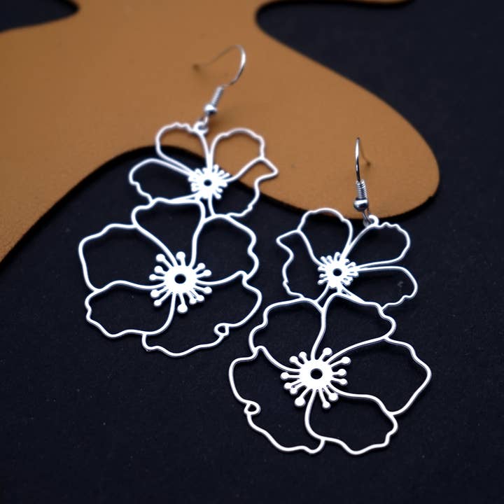 Stainless Steel Flower Earrings – Timeless Beauty in Metal for wholesale by HappyJewelrySupplies