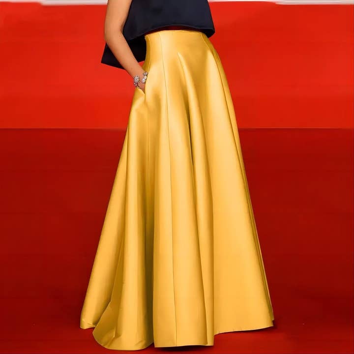 SALINA TRADING INC - Wholesale Skirt - Women's - Women Fashion Elegant Solid Color High Waist Skirt2