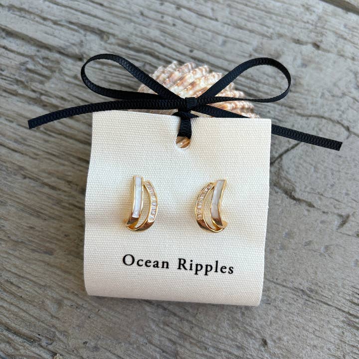 14ct Gold Plated Cubic Zirconia Crossover Earrings for wholesale by Ocean Ripples