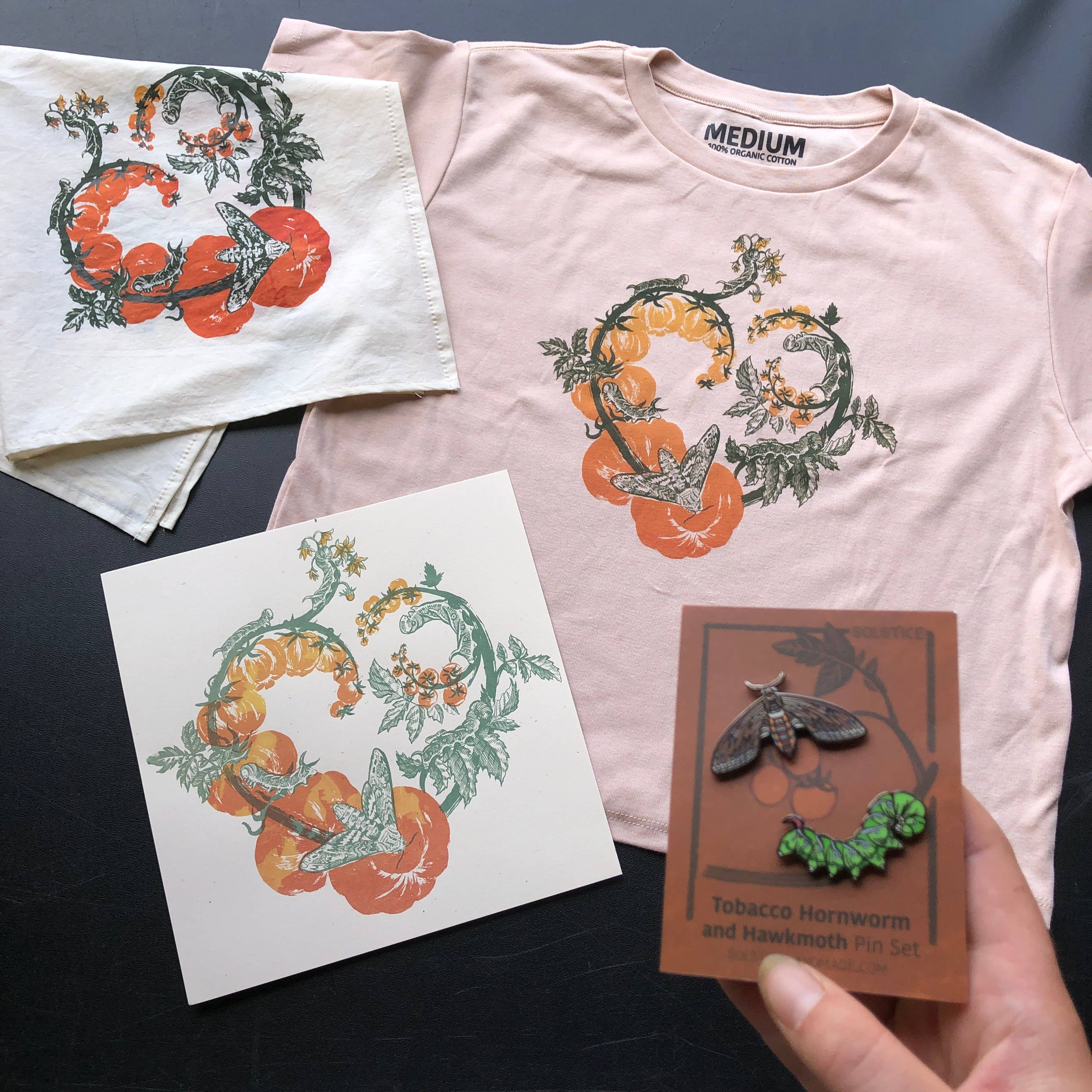 Solstice Handmade – Großhandel Bandana – Unisex – Tomato Bandana Ivory — Baumwollschal mit Raupen 1