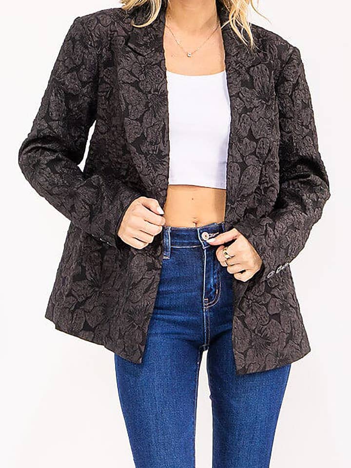 BUTTON CLOSURE FRONT FRONT POCKETS DETAILED BLAZER for wholesale by ROUSSEAU