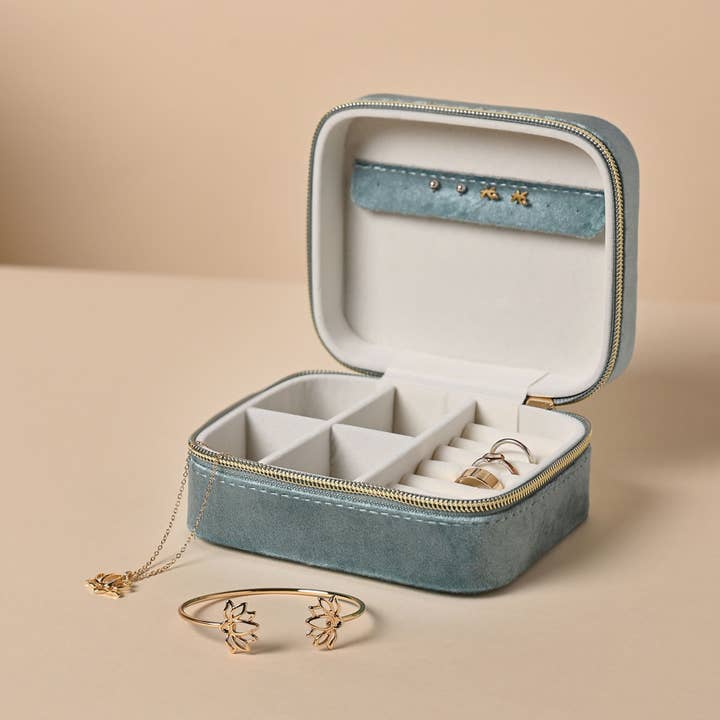 Scatola Portagioie in Velluto Classico Sophia - Teal per la vendita all'ingrosso da parte di WIDDOP and Co.