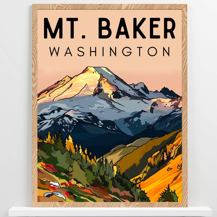 Mt. Poster Baker | Travel Print Washington por atacado de Wild Life Design Co.