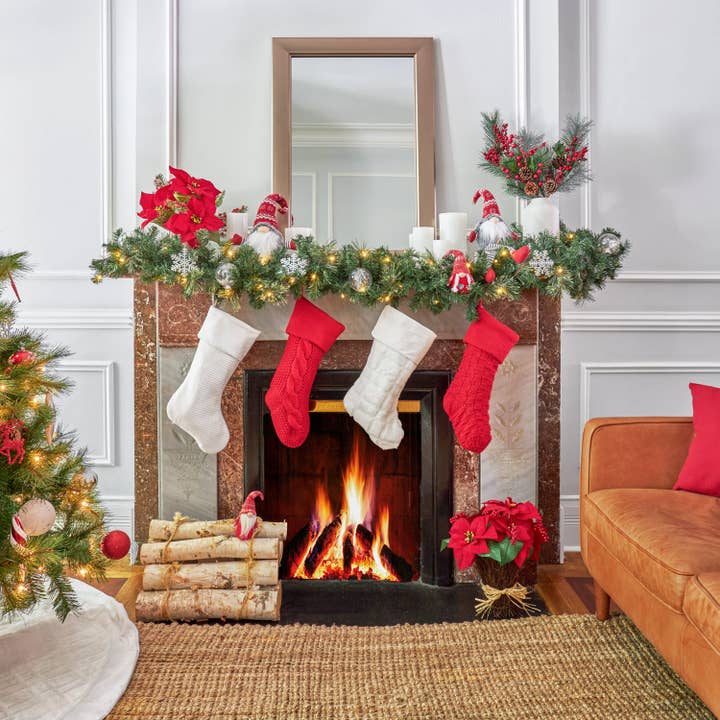 Gigi Seasons - Wholesale Holiday Stocking - Luxe Faux Fur Plaid Christmas Stocking with Velvet Cuff