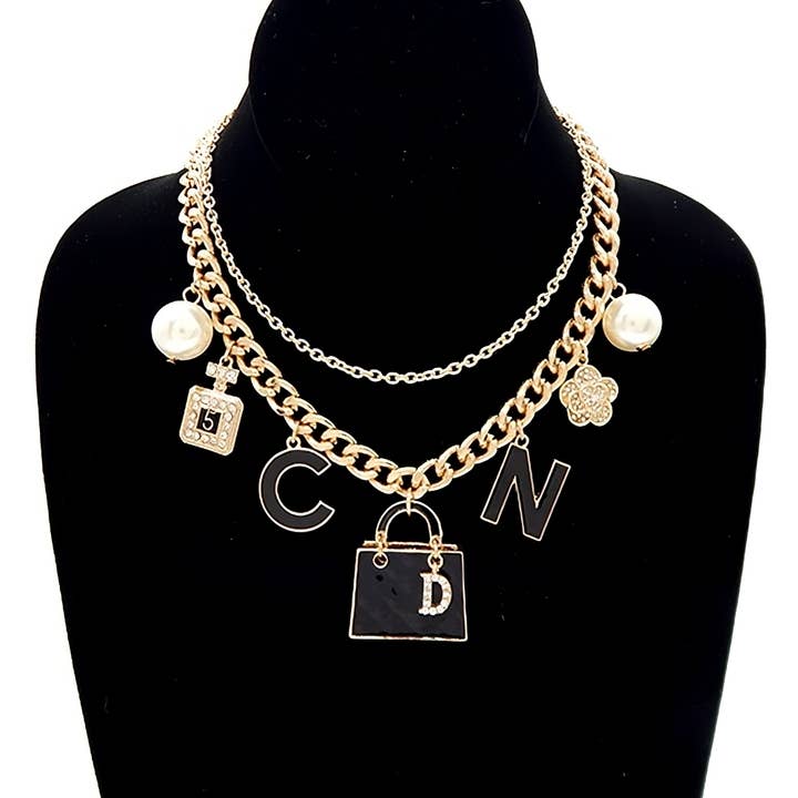 Diacly - Wholesale Pendant/Charm Necklace - Bag Perfume Flower N C Charm Chain Necklace