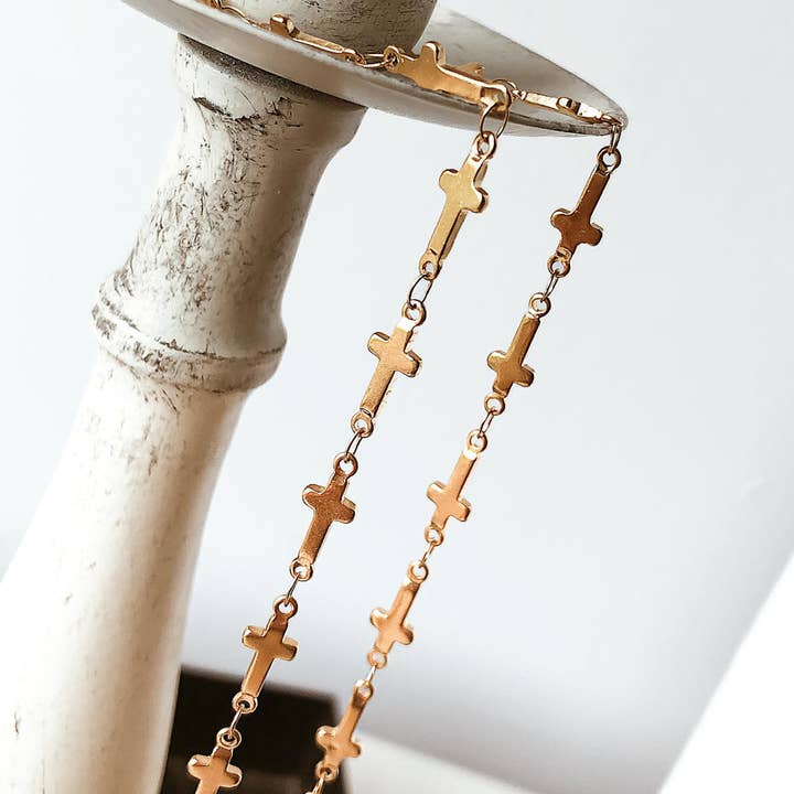Dilara 18K Gold Non-Tarnish Cross Choker for wholesale on Faire