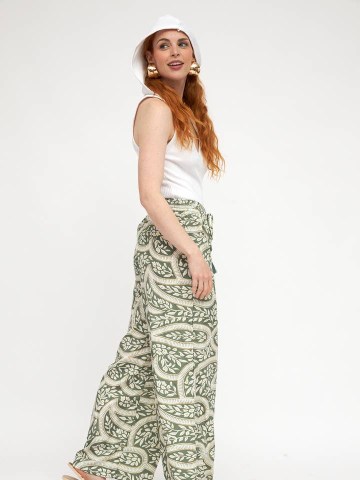 PANTALÓN 100% SEDA FRÍA ESTAMPADO FLORAL para venta al por mayor de Nats Store