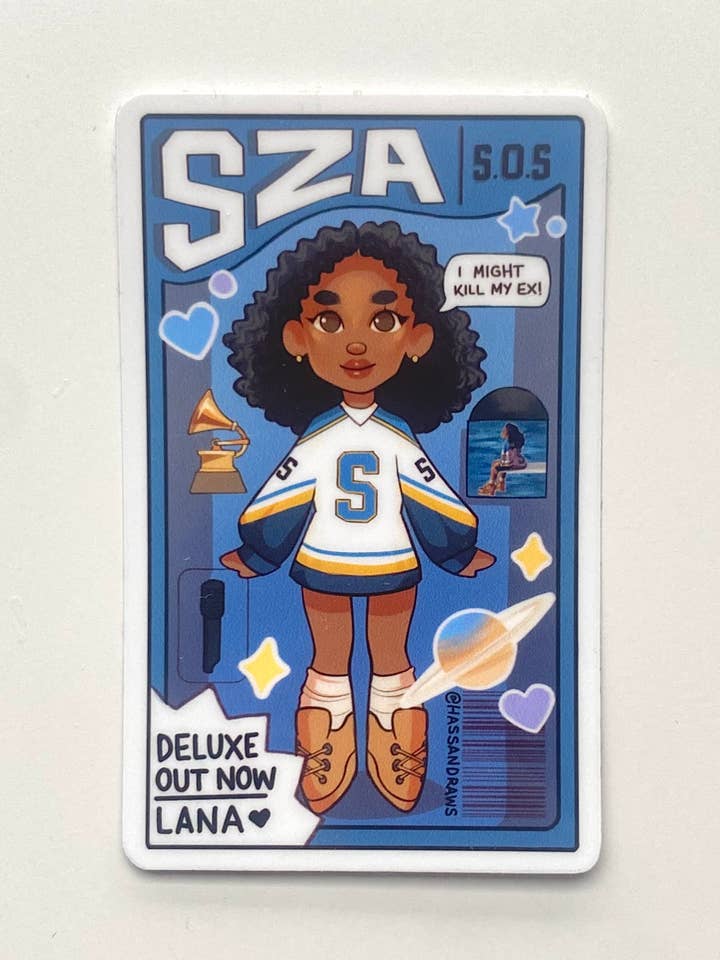 SZA SOS Pop Inspired Doll Drawing Sticker Decal Art for wholesale by Hassan Draws