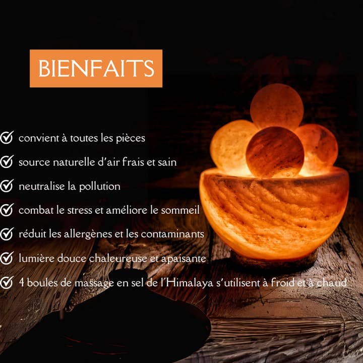Zen'Arome - Wholesale Salt Lamp - Himalayan Salt Lamp with 4 Salt Massage Balls