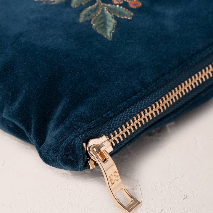 Ink Blue Botanical Garden Mini Pouch for wholesale on Faire2