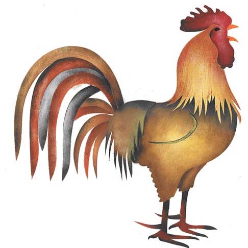 Stencil da parete con gallo medio per la vendita all'ingrosso da parte di Designer Stencils
