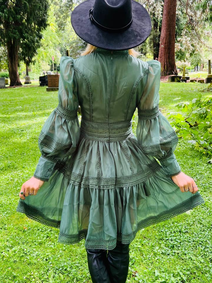 Witchwood Bags - Wholesale Dress - Women's - Morgana - Romantic Victorian Inspired Party Dress - SAGE 3