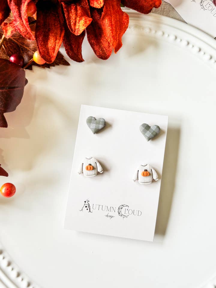 Hösttröja och Heart Clay Stud Pack för wholesale av Autumn Cloud Design