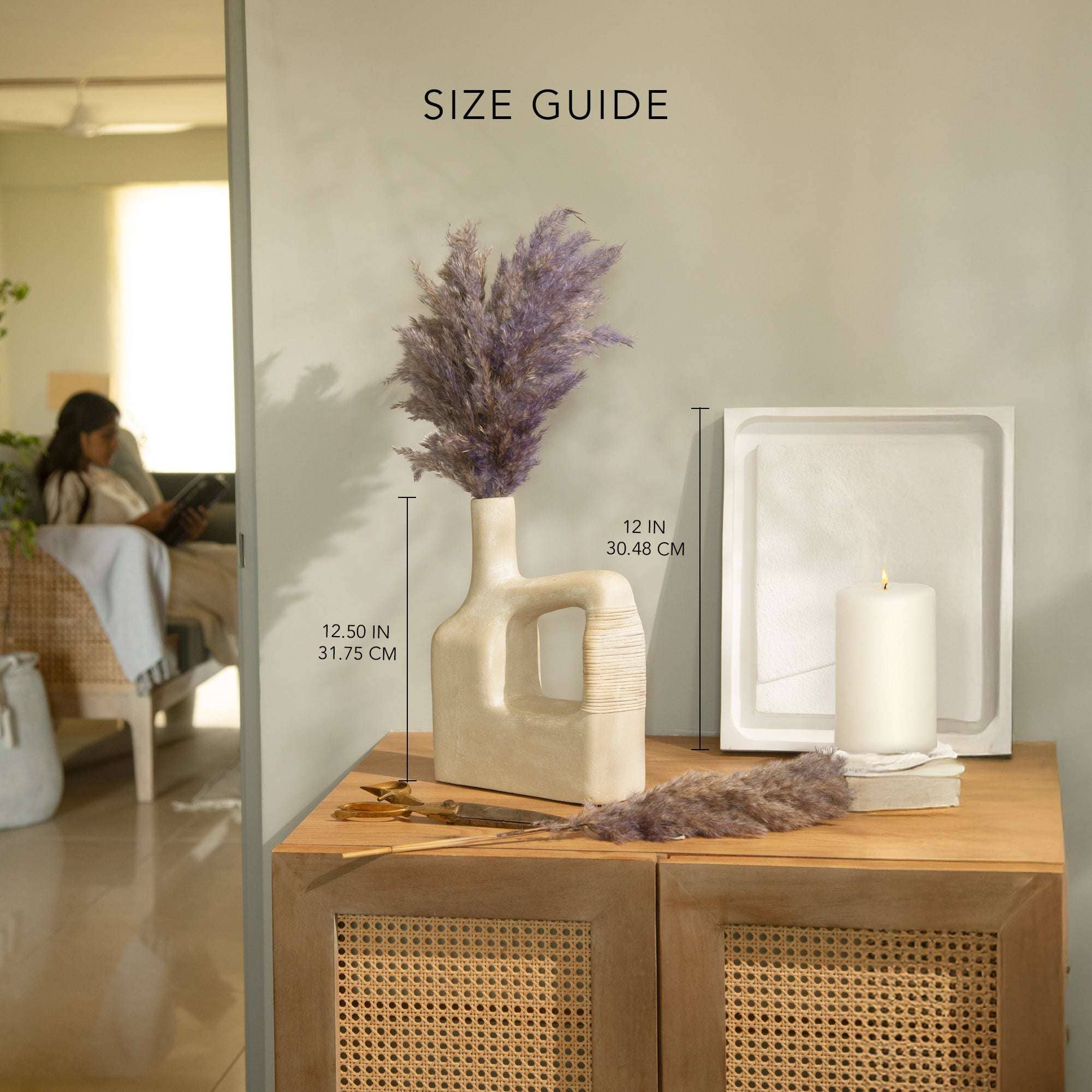 Cream Sarafay Large Ecomix Cane Vase for wholesale on Faire1