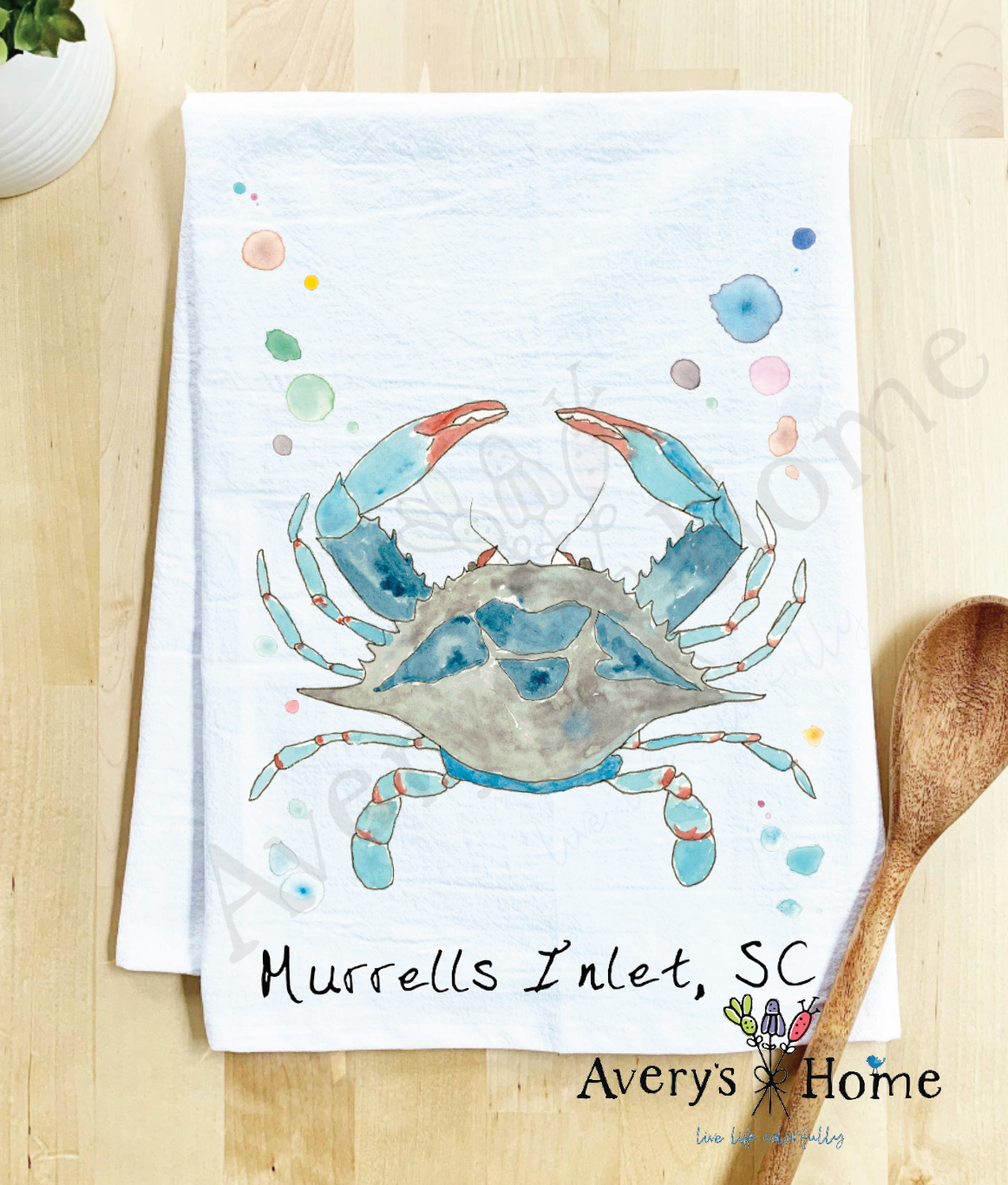 Avery's Home - Wholesale Tea Towel - Blue Crab Ocean Customizable Coastal Tea Towel76
